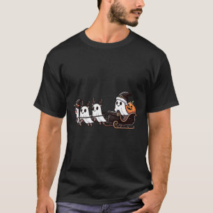 Halloween Christmas Santa's Reindeer Ghost Happy G T-Shirt