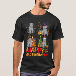 Halloween Christmas   Scottish Fold Cat Hallothank T-Shirt