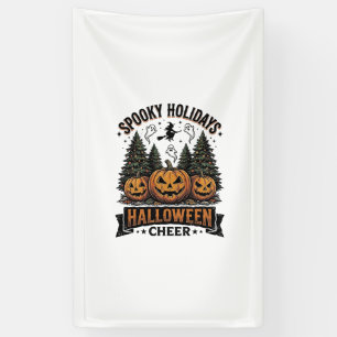 Halloween Christmas Shirt with Spooky Holiday Tree Banner
