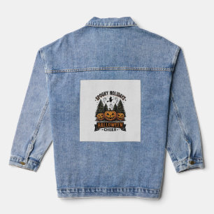 Halloween Christmas Shirt with Spooky Holiday Tree Denim Jacket