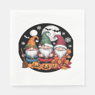 Halloween Christmas Thanksgiving Gnomes Classic T- Napkin