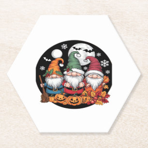 Halloween Christmas Thanksgiving Gnomes Classic T- Paper Coaster
