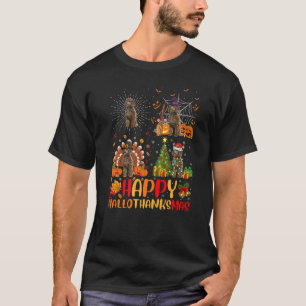 Halloween Christmas Toy Poodle Dog Hallothanksmas T-Shirt