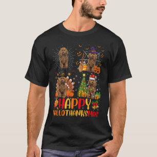 Halloween Christmas  Toy Poodle Dog Hallothanksmas T-Shirt