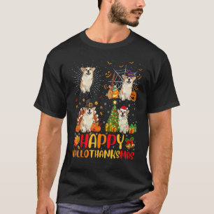 Halloween Christmas  Welsh Corgi Dog Hallothanksma T-Shirt