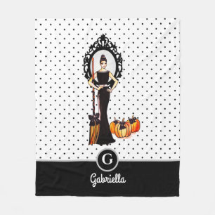 Halloween Classic Elegant Long Black Dress Fashion Fleece Blanket