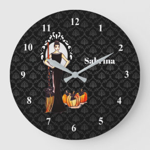 Halloween Classic Elegant Long Black Dress Large Clock