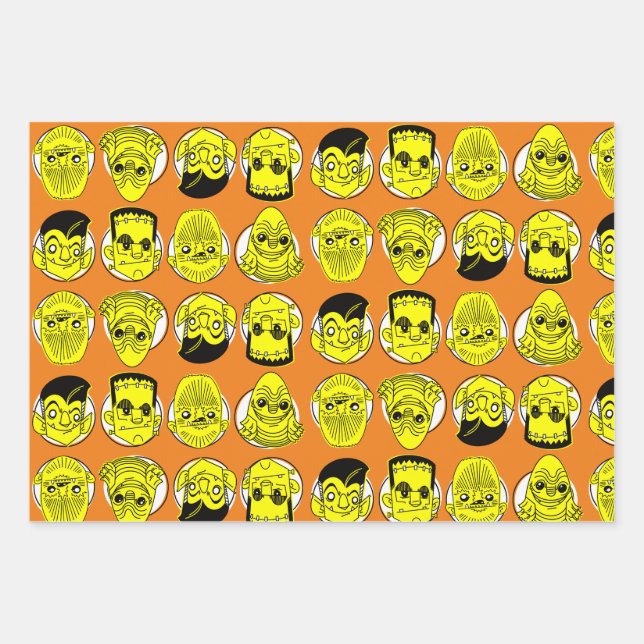 Halloween Classic Movie Monsters Wrapping Paper (Front)