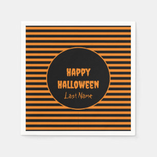 Halloween Classic Orange and Black Striped  Napkin