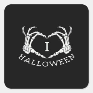Halloween! Classic - Skeleton Hands Heart Square Sticker