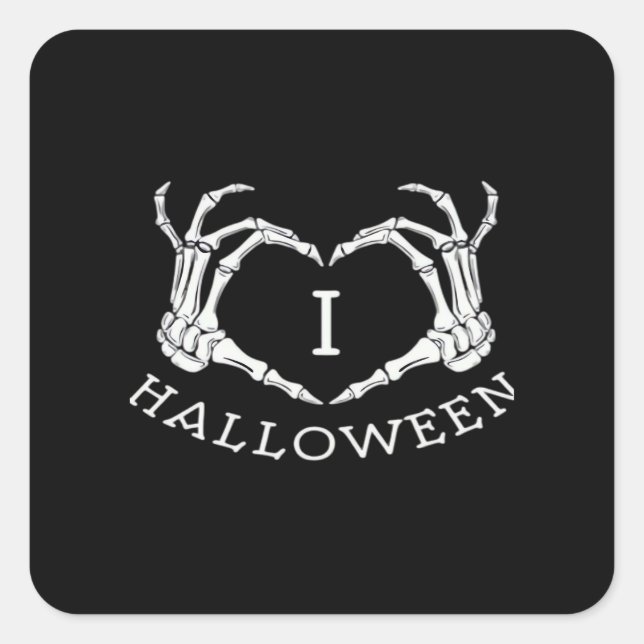 Halloween! Classic - Skeleton Hands Heart Square Sticker (Front)