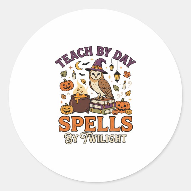 Halloween Classroom Moonlight Magic Classic Round Sticker (Front)