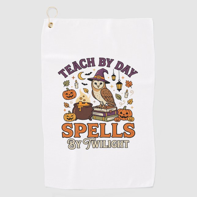 Halloween Classroom Moonlight Magic Golf Towel (Front)