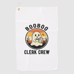 Halloween Clerk BooBoo Ghost Crew Vintage_1 Golf Towel
