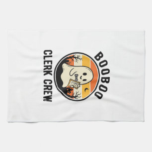 Halloween Clerk BooBoo Ghost Crew Vintage_1 Tea Towel