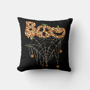 Halloween Clothes Spider Web Fall Pumpkin Cheetah Cushion