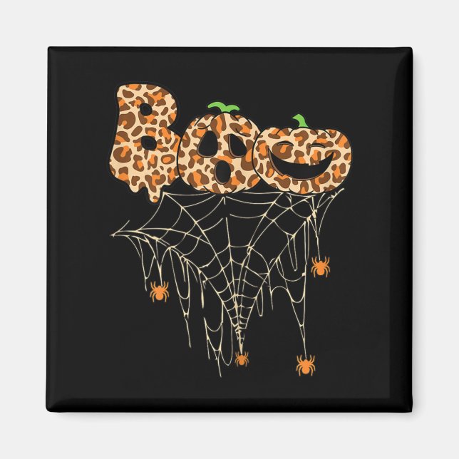 Halloween Clothes Spider Web Fall Pumpkin Cheetah  Magnet (Front)