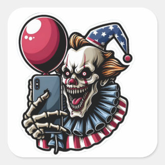 Halloween clown square sticker