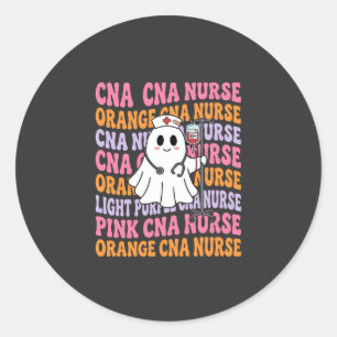 Halloween CNA Nurse Ghost Design Classic Round Sticker