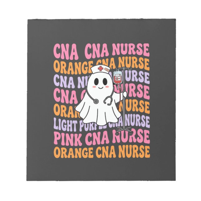 Halloween CNA Nurse Ghost Design Notepad (Front)