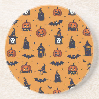 Halloween Coasters with small Ghosts and Pumpkins
