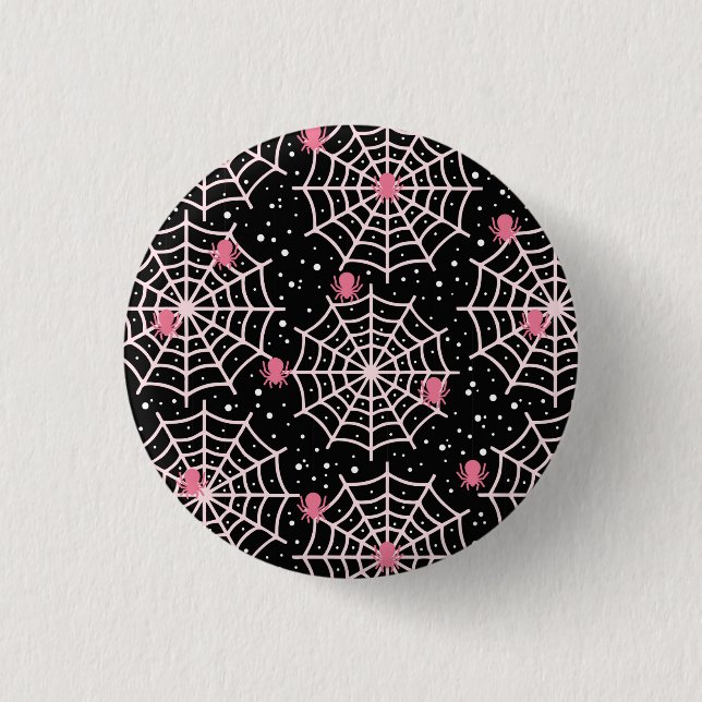Halloween Cobwebs & Spiders Pattern 3 Cm Round Badge (Front)