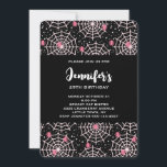 Halloween Cobwebs & Spiders Pattern Birthday Invitation<br><div class="desc">A Halloween party invitation with a cute seamless pattern with white cobwebs and pink spiders.</div>