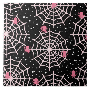 Halloween Cobwebs & Spiders Pattern Ceramic Tile
