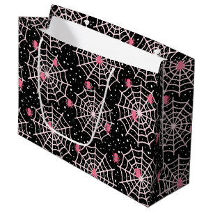 Halloween Cobwebs & Spiders Pattern Large Gift Bag