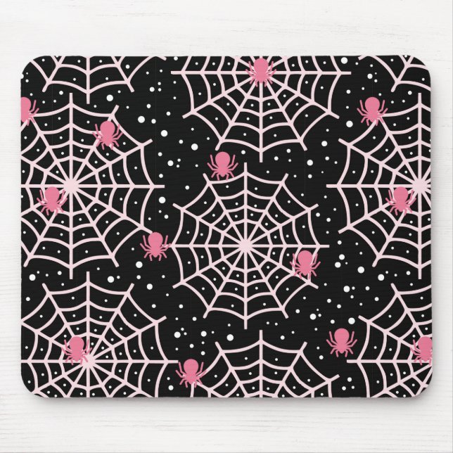 Halloween Cobwebs & Spiders Pattern Mouse Pad (Front)