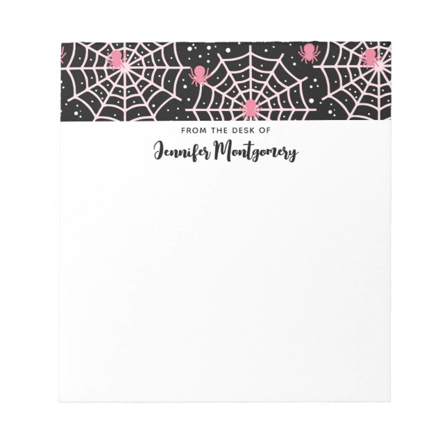 Halloween Cobwebs & Spiders Pattern Notepad (Front)