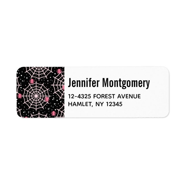 Halloween Cobwebs & Spiders Pattern Return Address Label (Front)