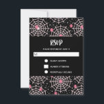 Halloween Cobwebs & Spiders Pattern RSVP Card<br><div class="desc">An RSVP card with a cute seamless pattern with white cobwebs and pink spiders.</div>