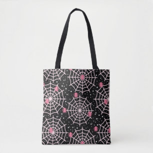 Halloween Cobwebs & Spiders Pattern Tote Bag