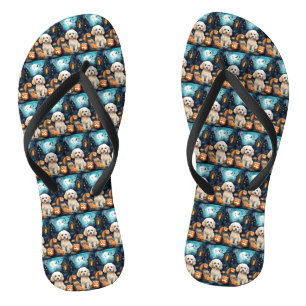 Halloween Cockapoo With Pumpkins Scary Thongs