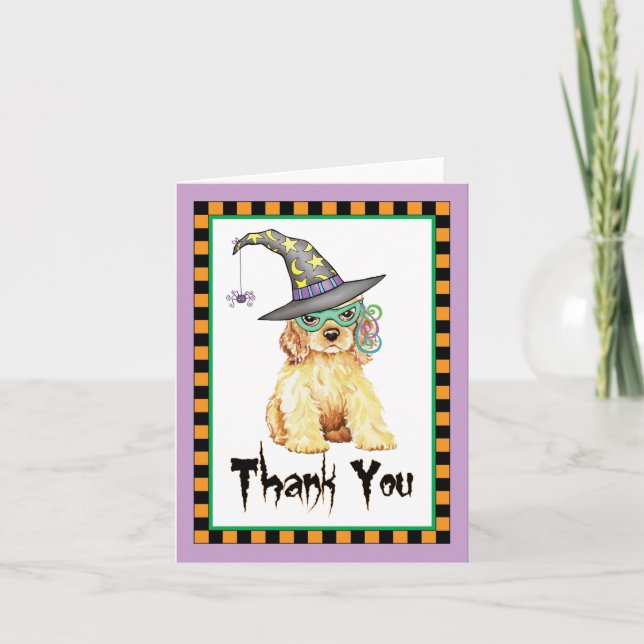 Halloween Cocker Spaniel Thank You Card (Front)