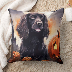 Halloween Cocker Spaniel With Pumpkins Cushion