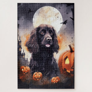 Halloween Cocker Spaniel With Pumpkins Jigsaw Puzzle