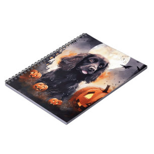 Halloween Cocker Spaniel With Pumpkins  Notebook