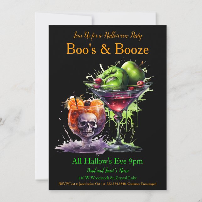  Halloween Cocktail Costume Party Invitation (Front)