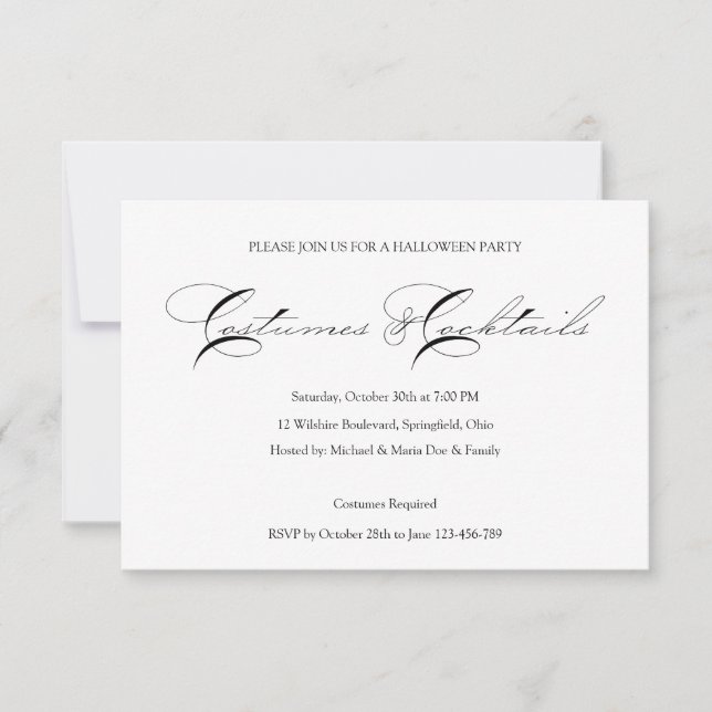 Halloween Cocktail Costume Party Invitation (Front)