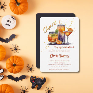 Halloween Cocktail Drinks Baby Shower Invitation