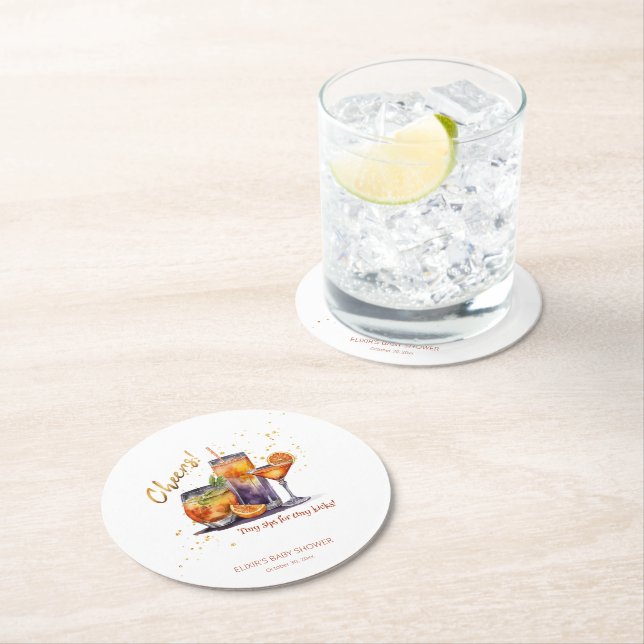 Halloween Cocktail Drinks Baby Shower Round Paper Coaster (Insitu)