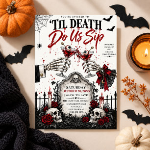 Halloween Cocktail Flower RIP Grave Gothic Party  Invitation