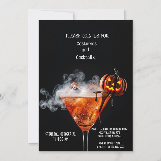 Halloween Cocktail Invitation Card – Jack O’Lanter (Front)