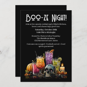 Halloween Cocktail Party Boo-ze Night Invitation