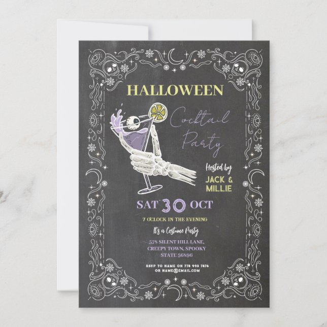 Halloween Cocktail Party Booze Boos Invitation (Front)