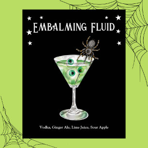 Halloween Cocktail Party Eyeball Martini Recipe Poster