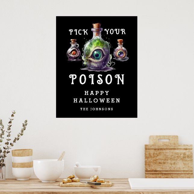 Halloween Cocktail Party Pick Your Poison Poster (Kitchen)
