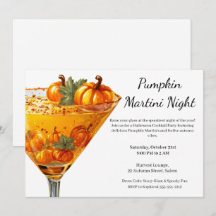 Halloween Cocktail Party   Pumpkin Martini Invitation